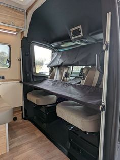 the interior of an rv is clean and ready for people to use it in their home