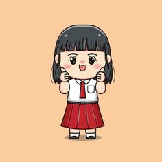 Indonesian student elementary school thumbs up cute kawaii girl character Student Clipart, Portfolio Design Layout, Girl Character, School Labels, Indonesian Girls, Catering Food, Girls Characters