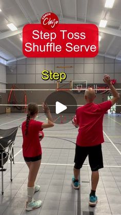 two people in red shirts are playing tennis