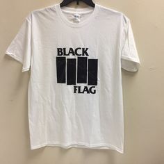 Chinese Xl Which Translates To U.S Large Never Worn Black Crew Neck T-shirt With Flag Print, Black Flag, Flag Shirt, White And Black, Flag, Tee Shirts, Mens Shirts, Man Shop, Black