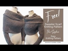 two knitted sweaters on mannequin heads with text overlay that says free