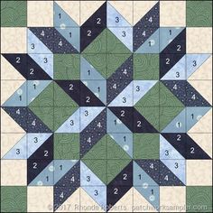 an image of a quilt pattern with numbers in the center and two rows on each side