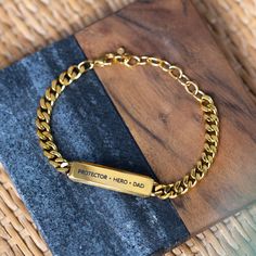 Protector Meaningful Gifts For Her, Gold Bar Bracelet, Origami Owl Jewelry, Bar Bracelet, Gift For Father, Origami Owl, Bar Bracelets, Text Color, Meaningful Gifts