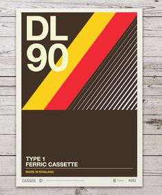 a poster with the words d'90 in yellow, red and black on it