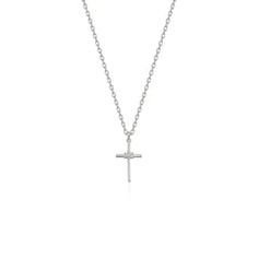 Yellow Gold Cross Necklaces For Baptism, Silver Classic Jewelry For Baptism, Classic Silver Jewelry For Baptism, Classic White Gold Cross Necklace, 14k White Gold Crucifix Necklace, Yellow Gold Cross Pendant Necklace For First Communion, Elegant Yellow Gold Necklace For Baptism, Elegant Yellow Gold Necklaces For First Communion, Classic White Gold Crucifix Necklace