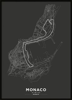 the monaco circuit map in black and white