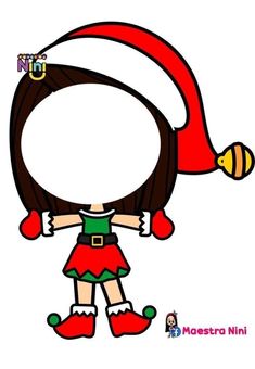 a drawing of a girl wearing a santa hat