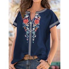 SPECIFICATIONS Style: Leisure Style: Loose Style2: Pullover Style Type: Urban Leisure Summer Loose Print Short Sleeve Top Women's T-shirt Purple Wine, Plus Size Vintage, Top Shirt Women, Ethnic Print, Sleeves Clothing, Womens Tops Summer, Print Shorts, Tee Shirt Print, Belleza Natural