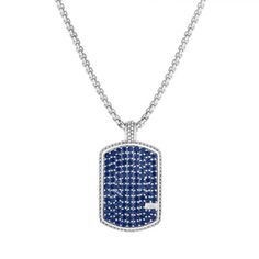 Sterling Silver With Rhodium Finish 40x23mm Long Rectangular Pendant With 5.2100ct 2mm Round Blue Sapphire+0.1000ct 1.7mm Round Blue Sapphire On Sterling Silver 22" With Rhodium Finish 2.2mm Polished Round Box Chain With Lobster Clasp Our New Maschio Dog Tag Necklace Features Blue Sapphires, Carefully Handset To Create A Stunning Shimmering Look. Made In Italy. Rcpgset2651-22 Trending Engagement Rings, Engagement Rings Bridal Sets, Black Sapphire, Mens Accessories Jewelry, Sterling Silver Mens, Sapphire Blue, Dog Tag, Gemstone Bracelets, White Sapphire