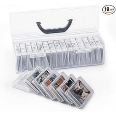 a plastic case filled with lots of cards