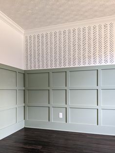 empty room with wood floor and white wall paneling on the walls in front of it