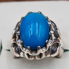 Any reasonable offer could be consider Dark Blue Natural Nishapuri Feroza Turquoise Ring Stone Is 100% Natural Beautiful Clean Blue Piece Handmade New Elegant Design, Designed by one of our Team Member Turquoise weight around 3 Grams Totally handmade Sterling silver 925 We can Resize the ring as per buyer Choice We do ship through FedEx in Three working days Please Feel Free to contact me any time Thanks Feroza Ring, Coral Stone Ring, Mens Sapphire Ring, Robin Blue, Lapis Ring, Artisan Rings, Turquoise Rings, Oval Stone, Silver Rings Handmade