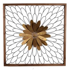 Metal Wall Decor with Wooden Frame and Leafy Flower, Bronze By Casagear Home Santa Fe Home, Wood Wall Design, Small Front Porches, Aluminum Can Crafts, A&b Home, Wall Art Pieces, Decorative Wall Plaques, Square Wall Art, Abstract Wall Decor