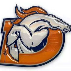 an orange and white logo with a horse on it