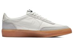 Stay on trend with the Nike Killshot 2 Leather Sail Gum. This fresh sneaker features real leather and pure rubber on the sole for lasting comfort and durability. The sail colorway, gum yellow accents, and black Nike branding are perfect for standing out in style. Whether you’re heading to the skatepark or just hanging out with friends, make sure you look your best with the Nike Killshot 2 Leather Sail Gum. Urban Leather Skate Shoes, Nike Leather Skate Shoes With Vulcanized Sole, Nike Leather Skate Shoes With Gum Sole, Nike Low-top Leather Skate Shoes, Leather Skate Shoes With Contrast Sole For Light Sports, Leather Sneakers With Gum Sole For Light Sports, Leather Skate Shoes For Light Sports, Leather Sneakers With Gum Sole For Casual Sports, Leather Skate Shoes With Gum Sole