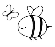 a drawing of a bee and a butterfly