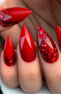 Red Gel Nails, Dashing Diva, Red Manicure, Cute Spring Nails, Almond Nails Designs