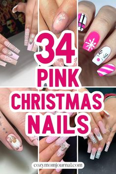 34 Pink Christmas Nails for a Unique Holiday Manicure