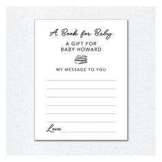 a book for baby is a gift for baby howard, and it's message to you