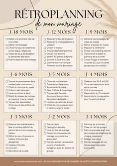 a poster with the words, date and time for an upcoming wedding ceremony in french