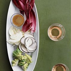 an overhead view of some food on a plate