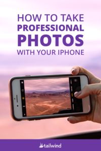 a person taking a photo with their cell phone in front of the camera text reads how to take professional photos with your iphone