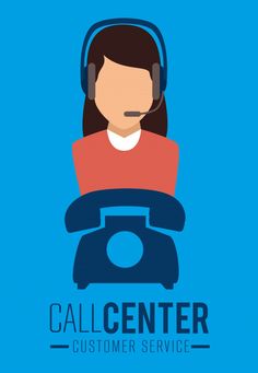 the call center logo with a woman sitting on a telephone