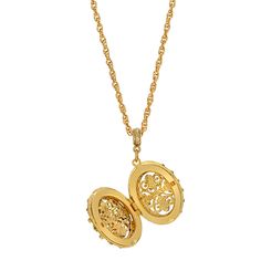 This beautiful double sided cross filigree locket necklace opens and locks with ease, plus makes a unique accent for any outfit. Comes with a 1928 logo tag and lobster clasp closure for a secure fit 14K gold dipped locket and chain necklace Measurements: 30"L x 1.83"H x 0.93"H 1928 Logo Tag And Lobster Clasp Closure 1928 JEWELRY COLLECTION From the vaults of rich European capitals to the antique laden attics of old American estates, 1928 Jewelry has created modern replicas of the most beautiful, Luxury Oval Pendant Filigree Necklace, Channel Jewelry, Necklace Measurements, Chic Fashionista, 1928 Jewelry, Vintage Inspired Jewelry, Gold Locket, Logo Tag, Gold Dipped