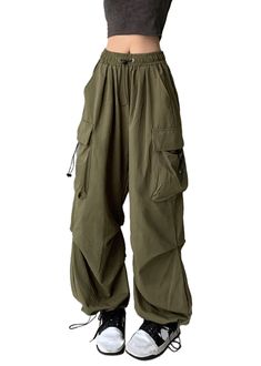 PRICES MAY VARY. 95% Polyester, 5% Spandex Imported Drawstring closure Machine Wash [PLEASE NOTE] Please refer to our size chart picture to confirm the appropriate size before purchasing (Not Amazon's), thank you very much [Baggy Cargo Pants] Breathable, lightweight, wearable, and skin-friendly, these y2k cargo pants women baggy pants women are made for ultimate comfort. Whether you're into kpop fashion, gothic clothes, street style fashion, or techwear, these y2k clothing are a perfect choice f Summer Punk, Joggers Streetwear, Pakaian Hipster, Celana Kargo, Y2k Cargo Pants, Streetwear Cargo Pants, Low Waist Pants, Summer Pants Women, Casual Cargo Pants