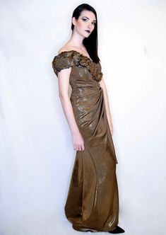 Gold  reptile asymmetrical gown Asymmetrical Gown, Gown One Shoulder, Sell Gold, Evening Dresses Prom, Elegant Dress, Reptiles, Snake Skin, Formal Dresses Long, Bodice