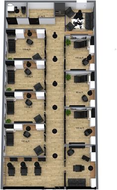 an overhead view of the office floor plan