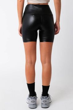 Our Gabrie Pu Biker Shorts features a mid thigh length and a high waisted. Fabric & fit: Model is wearing size Small. Biker Shorts, High Waisted, Pants, How To Wear, Fabric, Black, Trousers