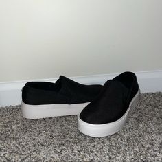 Women’s Steve Madden Rogue Slip On Sneakers - Never Worn/Without Tags - Size 6 - True To Size Trendy Black Slip-on Sneakers With Rubber Sole, Black Synthetic Slip-on Sneakers With Vulcanized Sole, Trendy Black Slip-on Sneakers, Black Slip-on Sneakers With Textured Sole, Sporty Black Slip-on Sneakers With Flat Heel, Black Platform Sneakers With Cushioned Footbed, Trendy Black Platform Sneakers With Cushioned Footbed, Black Slip-on Ankle-high Sneakers, Trendy Black Slip-on Sneakers With Cushioned Footbed