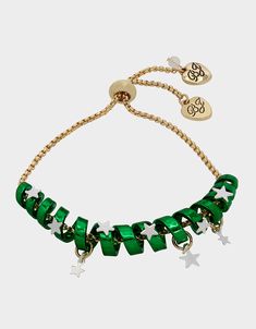 BETSEYS HOLIDAY COIL BRACELET GREEN - JEWELRY - Betsey Johnson Holiday Bracelets, Slider Bracelet, Coil Bracelet, Betsey Johnson Jewelry, Vibrant Green, Box Chain, Bracelet Stack, Betsey Johnson, Christmas Holidays