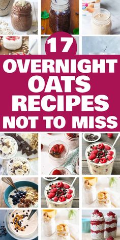 This contains: Overnight oats recipes are the ultimate way to enjoy a healthy and delicious breakfast without the morning hassle. From creamy overnight oats with chia seeds to classic fruit and nut overnight oats, these make-ahead meals are perfect for busy mornings. Learn how to create easy overnight oats recipes that are customizable with your favorite flavors, like peanut butter overnight oats or chocolate overnight oats.