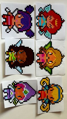 Pixel Art de Bloom, Flora, Stella, Musa, Aisha y Tecna Pixel Color, Perler Beads Designs, Winx Club, Bead Designs, Perler Beads, Pixel Art, Cross Stitch Patterns, Cross Stitch