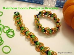 Bracelets Rubber Bands, Loom Pumpkin, Pumpkin Bracelet, Bracelet Au Crochet, Wonder Loom