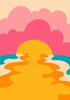 Colorful Pastel Sunset Poster Foto Muro Collage, Waves Art, الفن الرقمي, Sunrise Art, Pastel Sunset, Canvas Painting Designs, Sun Art, 수채화 그림, Preppy Wallpaper