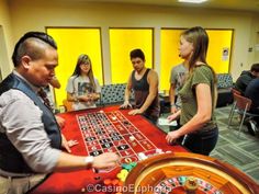 people playing roulejack in an office setting