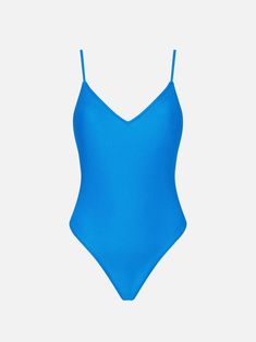 Woman one piece swimsuitShiny bluette solid colorThin strapsRegular fitV neckComposition: 90% Polyamide, 10% elastaneCare instructions: Cold hand wash. Do not soak. Do not iron. Do not dry off in contact with other garments. Rinse after contact with chlorine or salt water Blue Second-skin Swimwear For Beach, Blue Second-skin Swimwear For The Beach, Blue One-piece Seamless Swimwear, Blue Seamless Backless Swimwear, Seamless Backless Blue Swimwear, Blue Second-skin Swimwear For Poolside, Blue Seamless Bodysuit For Pool, Seamless Blue Bodysuit For Pool, Summer One-piece Elastane Leotard