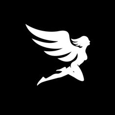 a white silhouette of a flying bird on a black background