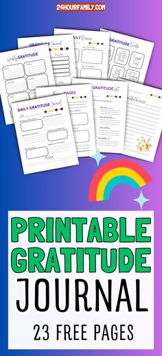 the printable gratitude journal for kids with rainbows and stars on it