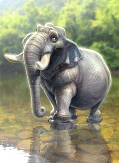 an elephant that is standing in the water