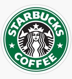 the starbucks logo is shown in black and white, with green stars on it's side