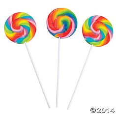 three lollipops are sitting on top of each other