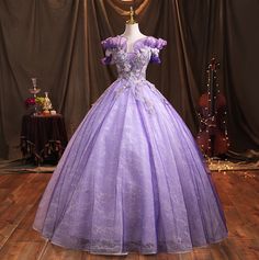 New student dress fluffy dress evening dress female Lavender Prom, Solo Performance, Performance Costume, Langer Rock, Fairytale Dress, Vestidos Prom, Lace Flower, Lace Flowers, Quinceanera Dresses