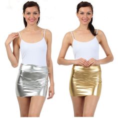 Sexy celebrity style mini skirt turns heads! Perfect for club wear, costumes or parties. Metallic Stretch Skirt For Summer, Summer Metallic Stretch Skirt, Metallic Stretch Mini Skirt For Summer, Fitted Metallic Mini Skirt For Spring, Spring Metallic Fitted Mini Skirt, Metallic Mini Skirt For Summer Club, Summer Club Metallic Mini Skirt, Metallic Liquid, Style Mini Skirt