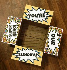 three cardboard boxes with the words you're our and your own written on them