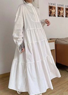 Cotton Long Dress, Maxi Dresses Fall, Modest Dresses Casual, Mode Abaya, Modesty Fashion, Modest Wear, Hijab Fashion Inspiration, Long Dress Casual, Linen Maxi Dress