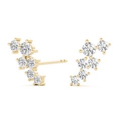 yellow gold diamond ear climbers Luxury Yellow Gold Cubic Zirconia Ear Climbers, Luxury Diamond Accented Ear Climbers For Anniversary, Marquise Diamond Earrings, Gold Ear Climbers, Diamond Decorations, Ear Climber, Yellow Gold Wedding Ring, Halo Earrings, Ear Climbers